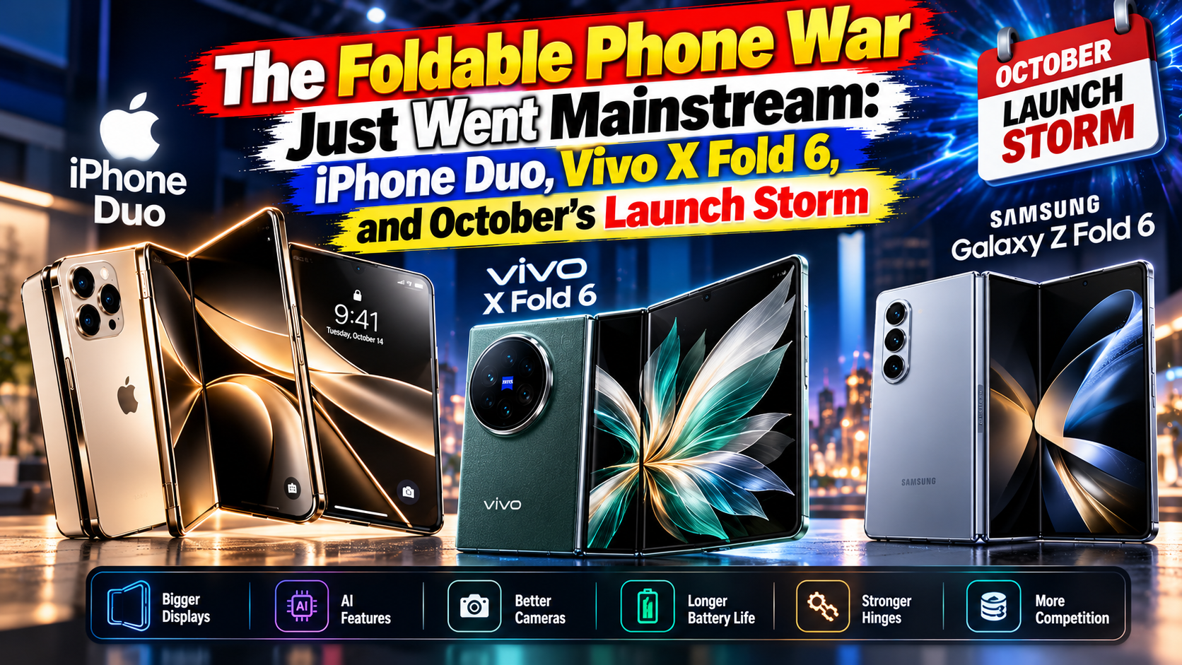 The Foldable Phone War Just Went Mainstream: iPhone Duo, Vivo X Fold 6, and October’s Launch Storm