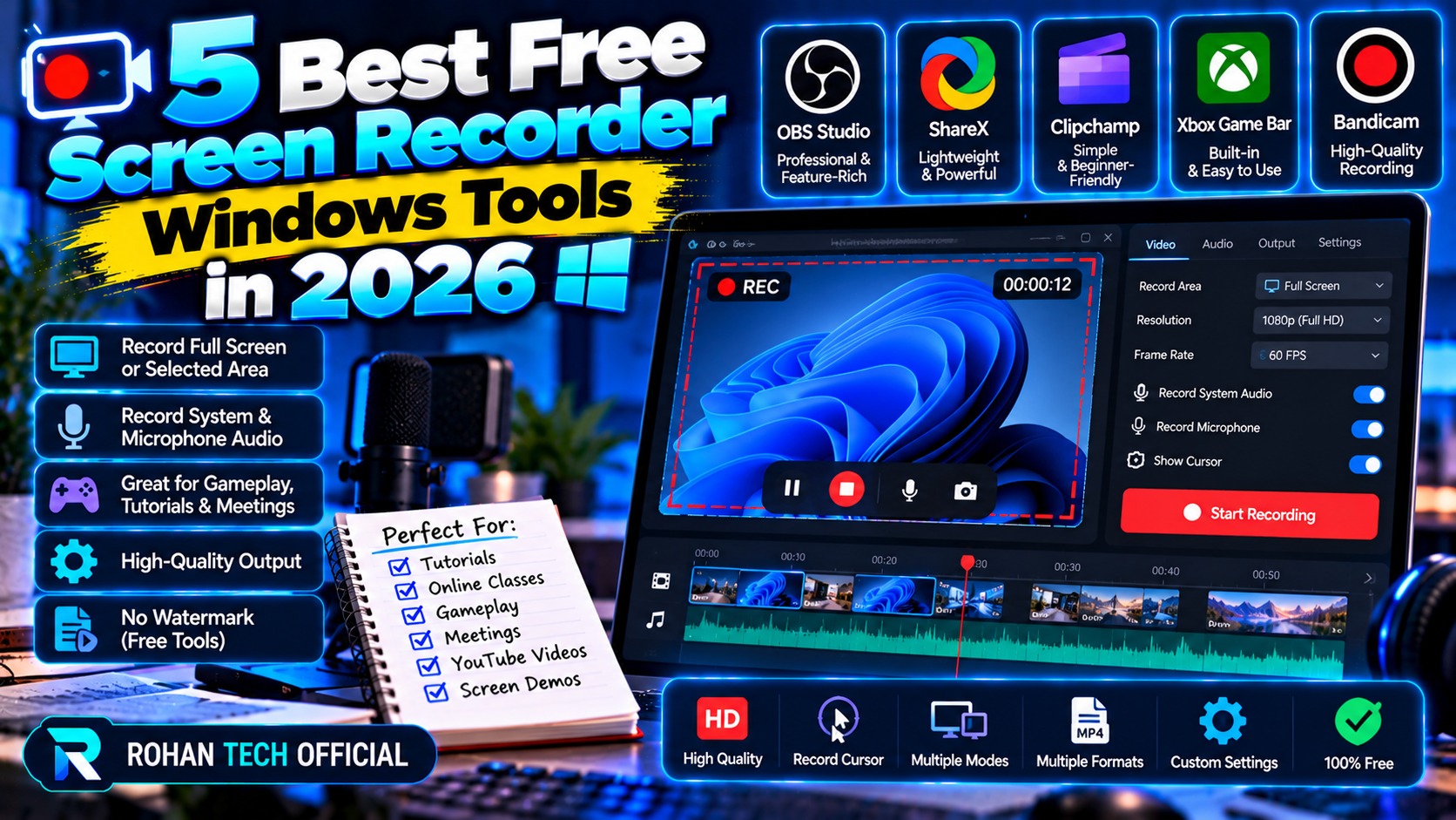 5 Best Free Screen Recorder Windows Tools in 2026